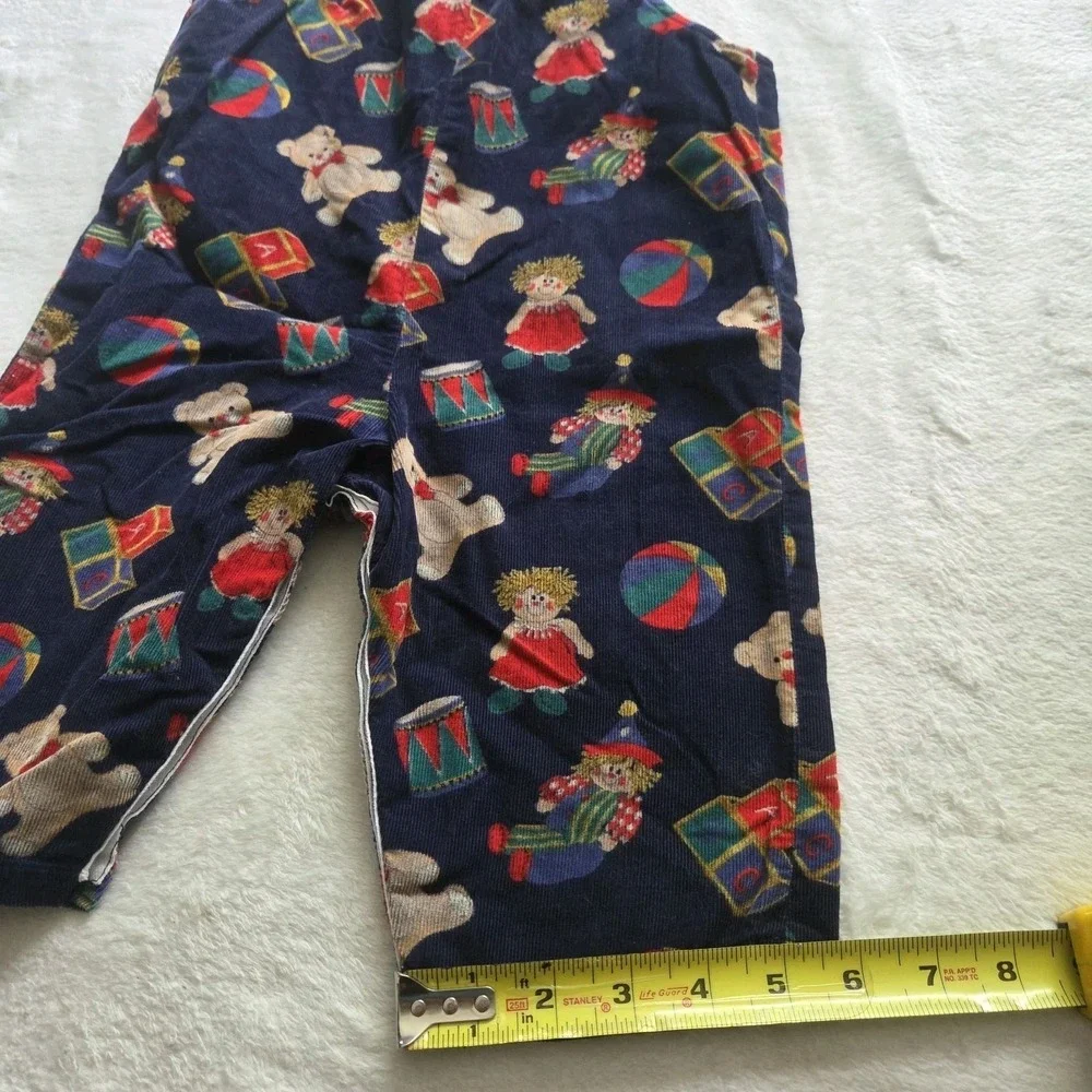 Vintage‎ Corduroy Overalls Teddy Bear  Blocks Retro Jumper No Tags 12-18 Mth
